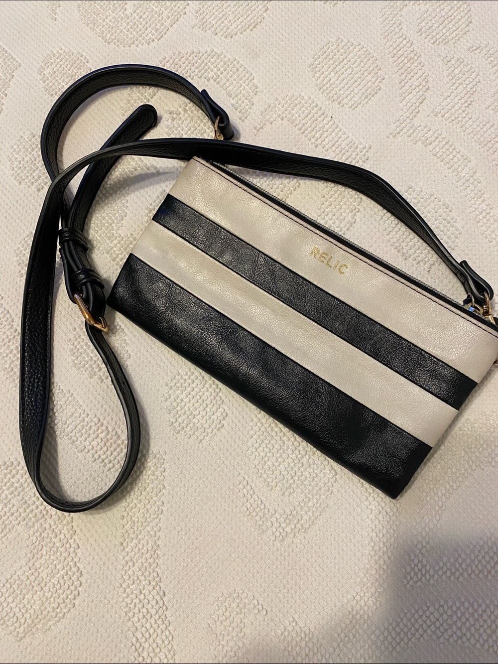 Relic Black and Cream Striped Crossbody